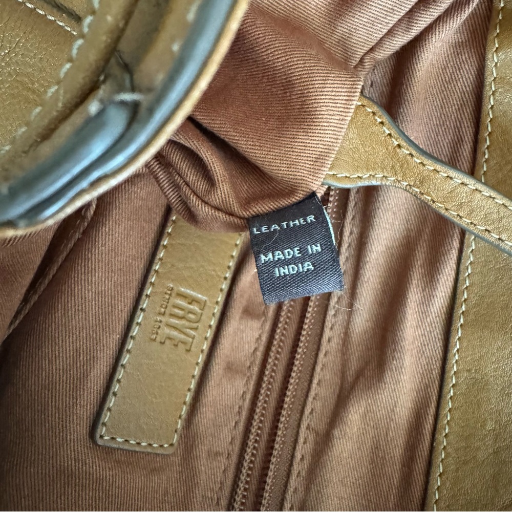 Frye Tan Leather Drawstring Flap Backpack - image 6